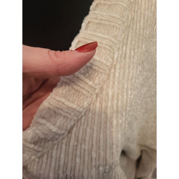 Ivory, Chenille V Neck Sweater Pink Lily 2XL Cozy Comfy Winter Neutral Minimal - Picture 6 of 8
